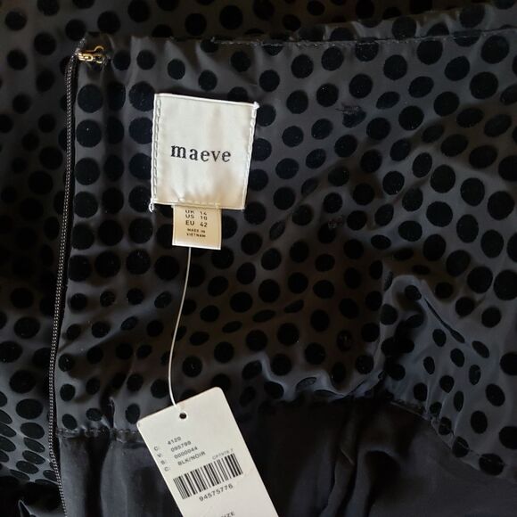 Maeve Taffeta Textured Velvet Polka Dot Skirt Black Size 10 Party Cocktail Skirt - Picture 10 of 14